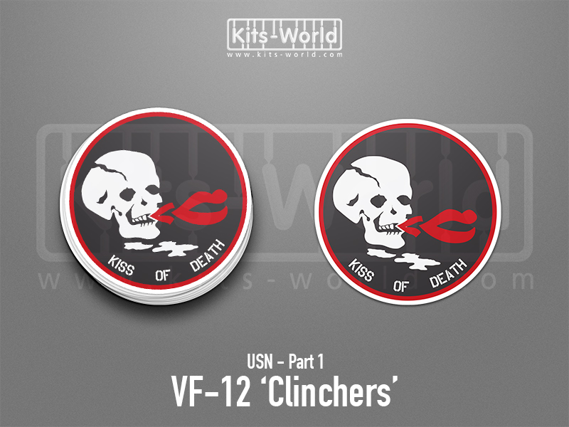 Kitsworld Self-adhesive vinyl transfers  US Navy VF-12 Clinchers Approx height: 100 mm 